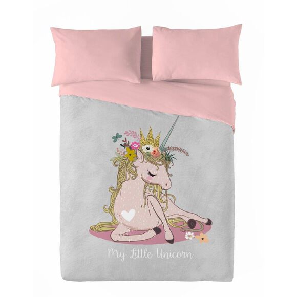 Couette microfibre enfant petite licorne 200 g/m² (gris / rose) Couette microfibre enfant petite licorne 200 g/m² (gris / rose)
